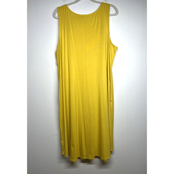 LOGO by Lori Goldstein Maxi Dress Size 1XP Stretch Pockets Sleeveless Yellow New - Picture 2 of 9